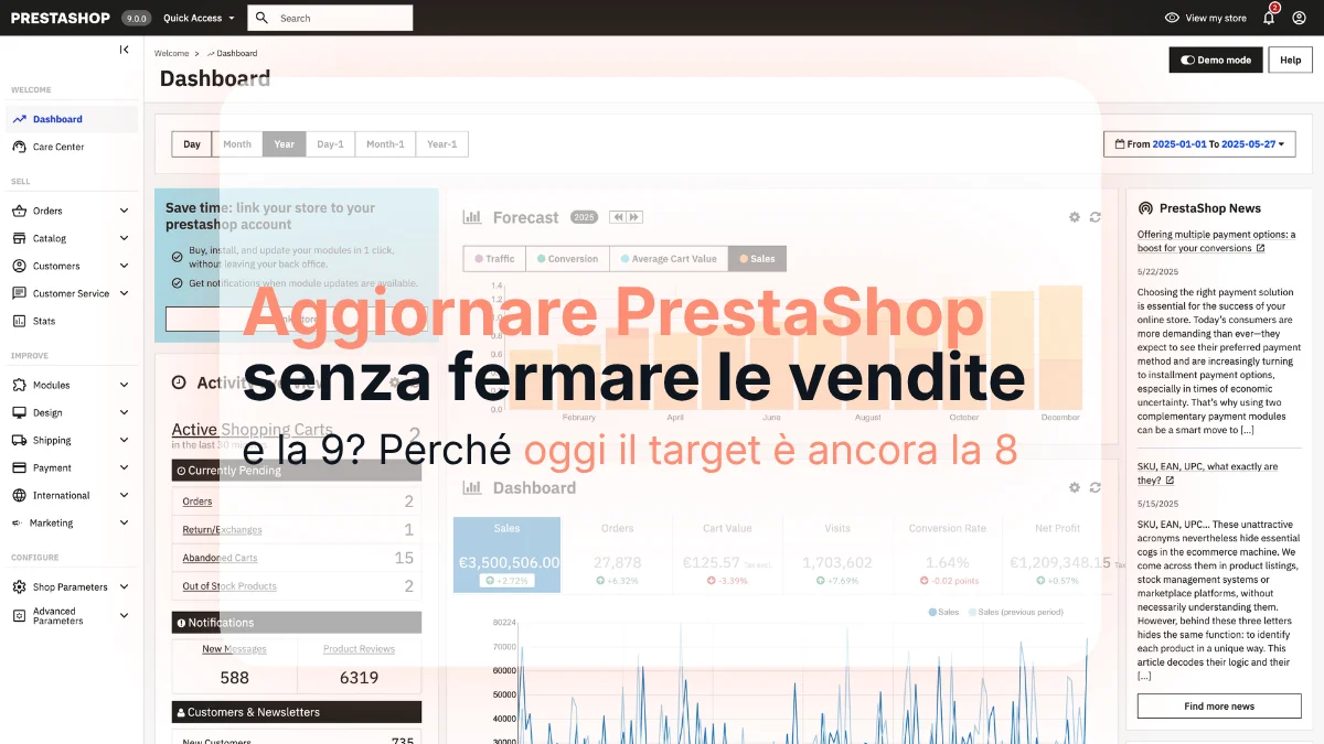 Aggiornare PrestaShop dalla 1.7 alla 8 senza perdere dati