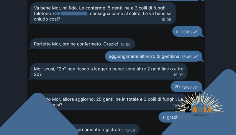 Chatbot Telegram con AI - Ordini B2B Ortofrutta