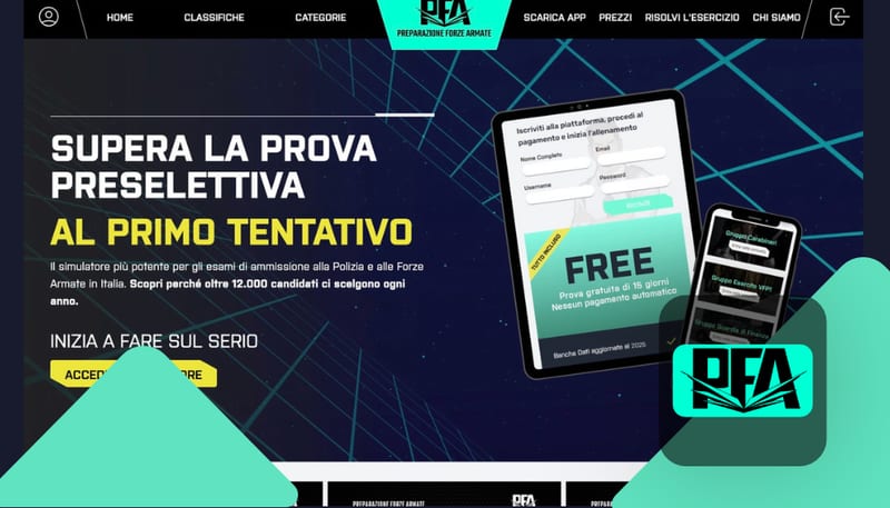 Piattaforma quiz per concorsi - Preparazione Forze Armate