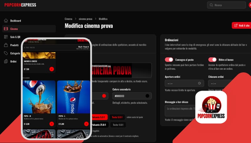 PopcornExpress - ordini al posto senza coda, gestionale per lo staff